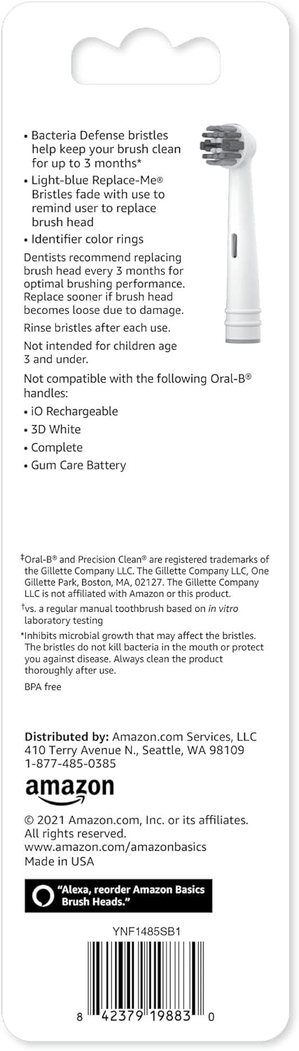 Amazon Basics Action Clean Replacement Brush Heads, 3 Count, White (Fits most Oral-B Electric Toothbrushes) (Previously Solimo)...