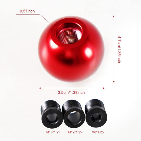 Universal Round Ball Gear Shift Knob,Chrome Finish Aluminum Shifter Knobs with 3 Adapters Compatible with Manual and Automatic Transmission Car(Re...