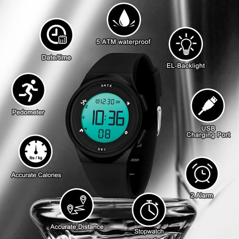 L LAVAREDO Watches for Women, Digital Watch Womens, Fitness Tracker, Pedometer for Walking, Non-Bluetooth Step Tracker Watch for Women, Multifunct...