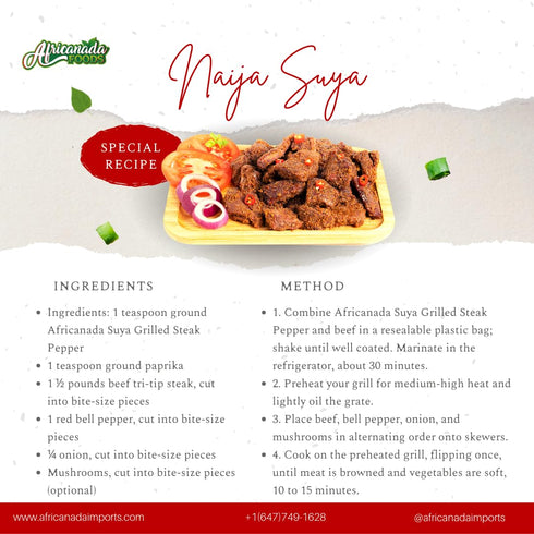 Africanada Suya Spice Pepper Rub | Spicy Powder | Grilled Steak Seasoning Blend | Contains Grounded Roasted Peanut- kuli kuli | 3.5 ounze...