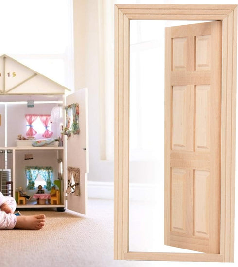 1:12 Doll House Mini Wooden Door, DIY Hollow Wooden Door Set Simple Styling 1: 12 for Dollhouse Living Room for Your Interior Model...