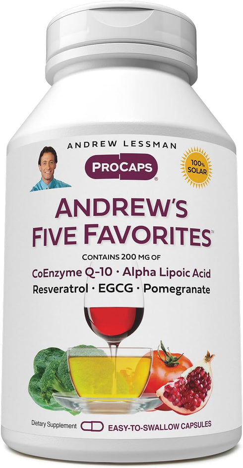 ANDREW LESSMAN Andrew's Five Favorites 30 Capsules - Provides 200mg Each of Coenzyme Q-10, Resveratrol, EGCG, Pomegranate and Alpha Lipoic Acid, P...