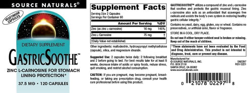 Source Naturals GastricSoothe Zinc L-Carnosine* - 120 Veggie Caps...