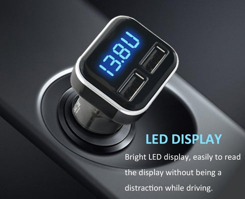 4.8A 24W Dual USB Car Charger Volt Meter Car Battery Monitor with LED Voltage & Amps Display, Cigarette Lighter Adapter, Compatible with iPhone 15...
