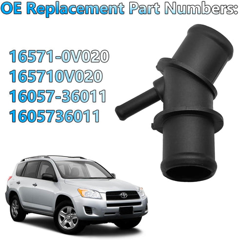 Upper Radiator Coolant Hose Connector Pipe Adapter Fit for Toyota RAV4 2009 2010 2011 2012 Replace 16571-0V020 165710V020 16057-36011 1605736011...
