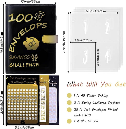 100 Envelopes Money Saving Challenge,Savings Challenges Book with Envelopes?Money Saving Budget A5 Binder with Cash Envelopes for Budgeting?libro ...