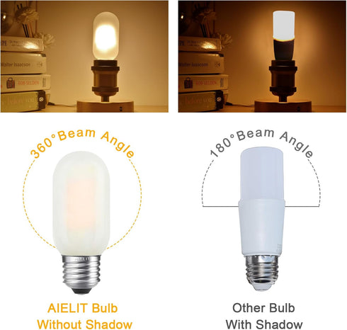 T45 Frosted LED Light Bulb 40 Watt Equivalent, 2700K Warm White, 4W Tubular T14 E26 LED Bulbs Dimmable for Ceiling Pendant Chandelier Lights Floor...