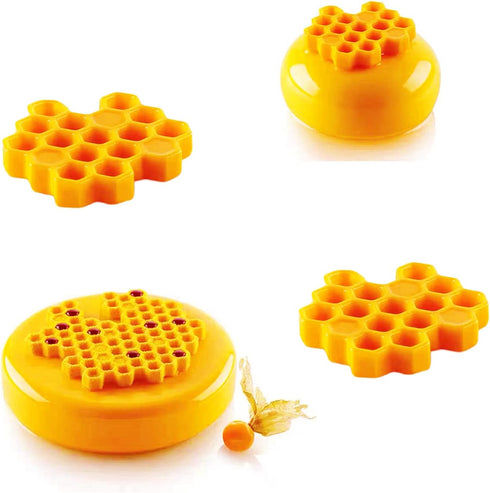 3 Packs 7 Cavity Bumble Bee Silicone Mold Honeycomb BeesChocolate Molds Silicone Beehive Fondant Beehive Baking Molds Candy Mold (Honeycomb Bee)...
