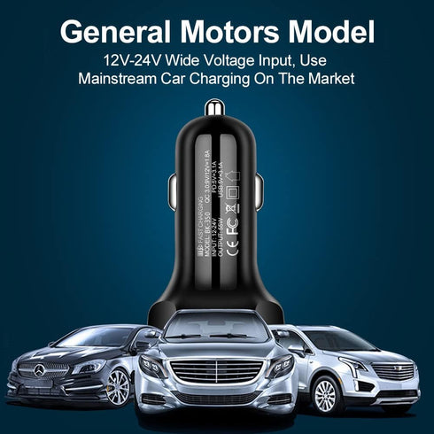 Portable USB Car Charger 3-Port Fast Charge,PD20W/3.1A/QC3.0 Car Charger Adapter USB Charger Compatible for iPhone 14 Pro MAX/13 MacBook Pro iPad ...