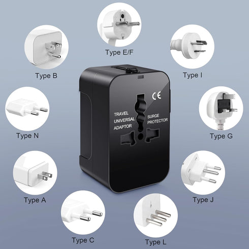 Universal Worldwide Travel Adapter,International Travel Plug Adapter with 2 USB Port and AC Socket,All in One Travel Adapter Power Adapter for US ...