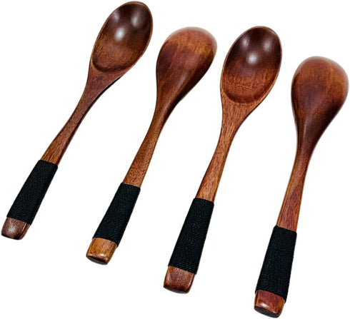JapanBargain 2685x4, Set of 4 Wooden Dinner Spoons Yogurt Spoons Snack Spoons Ice Cream Spoons Children Spoons, 7-3/4 inch...