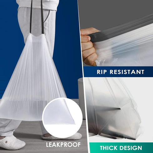 3 Gallon 60 Counts Strong Drawstring Trash Bags Garbage Bags by RayPard, Code C, Small Trash Can Liners for Home Office Kitchen Bathroom Bedroom,W...