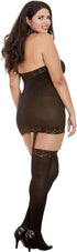 Dreamgirl Women's Plus Size Sexy Fashion Lingerie, Semi-Sheer Halter Garter Dress with Thigh High Stockings, Black, One Size...