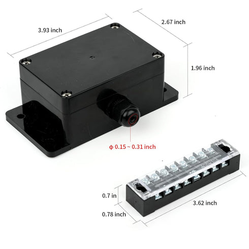 Electrical Housing Box,Waterproof IP68 1 in/1out Electrical Junction Box, with 15A 600V Barrier Terminal Cable Connector Black (3.93 * 2.68 * 1.97...