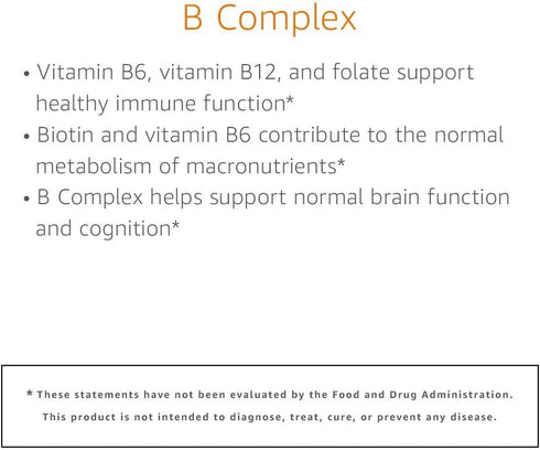 Amazon Elements B Complex, High Potency, 83% Whole Food Cultured, Supports Immune and Normal Energy Metabolism, Vegan, 65 Capsules, 2 month supply...