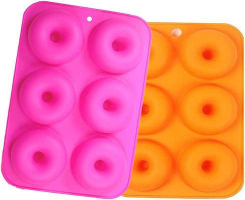 6-Cavity Silicone Cookie Molds Set of 2, Non-Stick Donut Mold Full-Sized Safe Baking Tray Maker Baking Pan for Cake Biscuit Bagels Muffins- Heat R...
