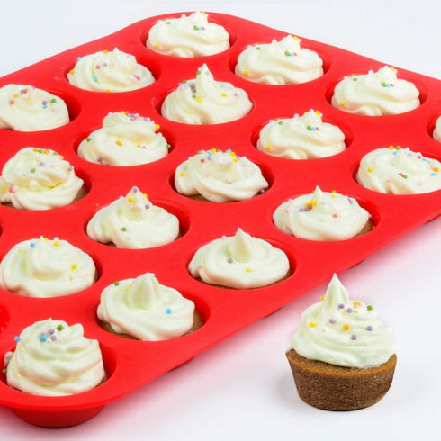 CAKETIME Silicone Muffin Pan Mini 24 Cups Cupcake Pan, Nonstick Food Grade Silicone Baking Pan 1 Pack...