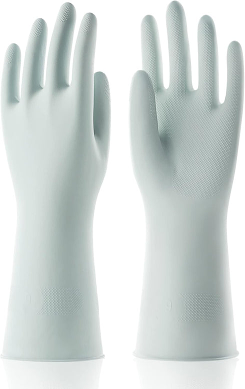 COOLJOB Small Reusable Rubber Dishwashing Cleaning Gloves for Kitchen Bathroom, Non-Slip Grippy Long Dish Washing Gloves with Flocked Cotton Liner...