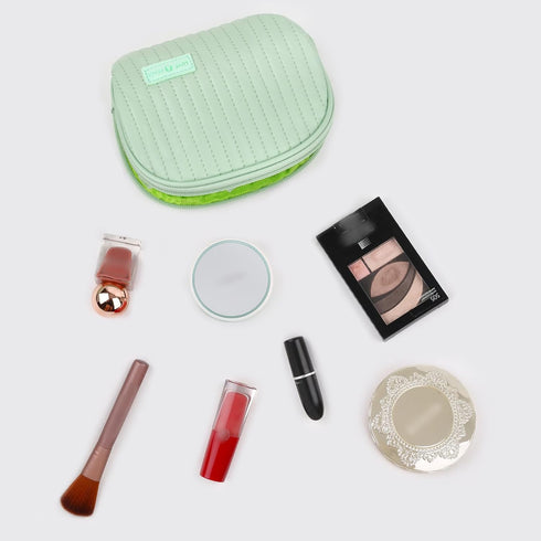 Makeup Bag For Purse Travel Cosmetic Bags for women PU Leather Portable Versatile Make Up Bag with Shell Shape (Small-Green)...