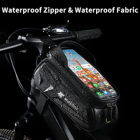 Bike Bag - Waterproof Bike Frame Bag with Sun-Visor Rain Cover, Bike Phone Holder with TPU Sensitive Touch Screen, Handlebar Bag Bicycle Accessori...