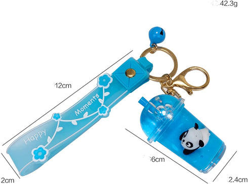 Cute panda Key Ring Decoration, Liquid Quicksand Floating Fox Handbag Accessories...