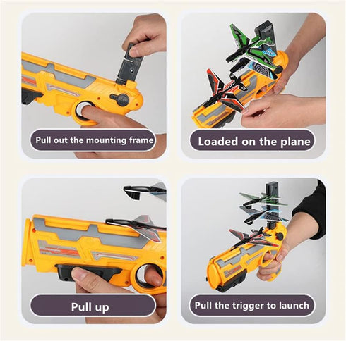 Airplane Launcher Toy Catapult Aircrafts Gun with 14 Foam Aircrafts, Shooting Games Outdoor Sport Activity Birthday Gifts Party Gifts for Kids Tod...