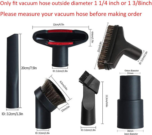 Vacuum Attachments 32mm (1 1/4 inch) Vacuum Accessories Brush Flexible Crevice Kit for Shop Vac Attachments 1 1/4 1 3/8,7 Packs...