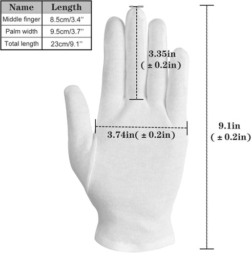 100% Cotton Gloves, White Cotton Gloves for Women Dry Hands Eczema Serving - Archival Coin Jewelry Inspection Gloves(1 Pairs)...