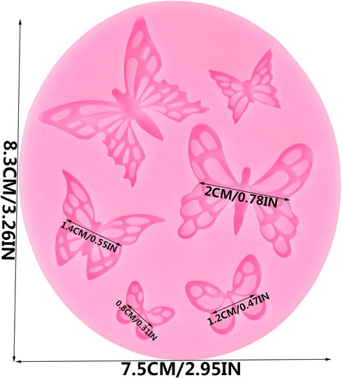 Butterfly Silicone Molds Mini Butterfly Fondant Cake Baking Mold For Chocolate Candy Cake Decoration Cupcake Topper Sugar Craft Polymer Clay Gum P...