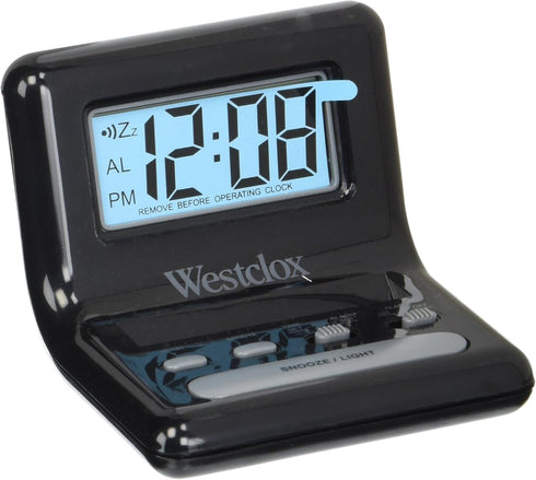 Westclox LCD Digital Bedside Alarm Clock with Blue Backlit Display and Snooze Function, Battery Operated, (Black, 3-Inch)...
