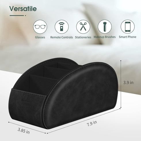 Large Remote Control Holder with 5 Compartments, KENOBEE Anti-slip Desktop Caddy Storage Organizer for Phone, Remote Controllers, Office Supplies,...