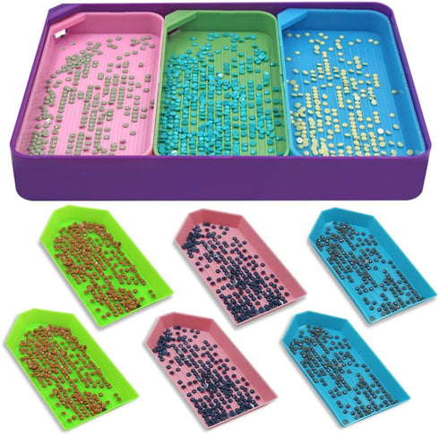 10 Pcs Diamond Art Trays, FineGood 3 Sizes Diamond Art Painting Tray Kits Beads Sorting Trays Diamond Art Storage Accessories for DIY Art Craft...