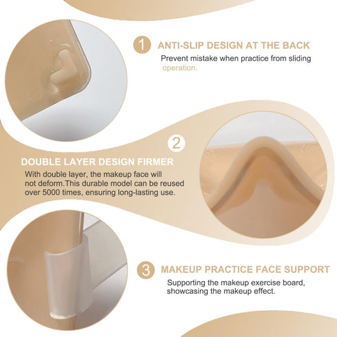 Makeup Practice Face Board, Reusable Silicone Makeup Mannequin Face with Makeup Practice Kit for Makeup Students and Beginners, Come with Makeup B...