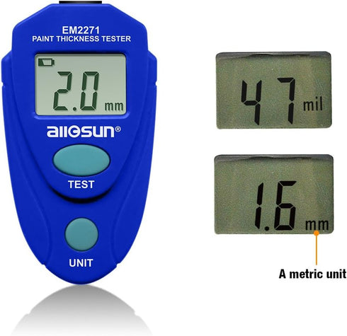 allsun Paint Thickness Gauge Automotive Digital Car Coating Thickness Meter Calibration Data Hold Resolution 1mil...