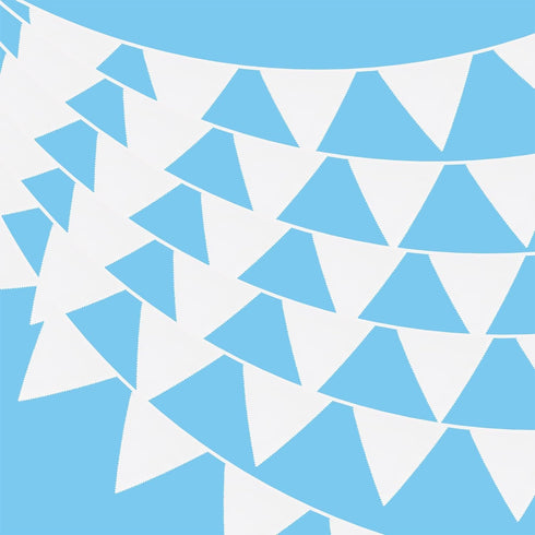 40Ft White Pennant Flags Banner, Soft Fabric Bunting Banner, 42pcs Large Pennant Flags Banner for Anniversary, Engagement, Wedding Baby Bridal Sho...