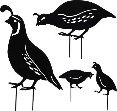 jojofuny 4pcs Garden Quail Stake Bird Yard Art Metal Statue Decor Animals Silhouette Outdoor Decoration Courtyard Ornaments for Lawns Backyard Pat...