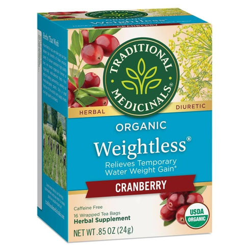 Traditional Medicinals Organic Weightless Cranberry Herbal Tea, Relieves Temporary Water Weight Gain, (Pack of 1) - 16 Tea Bags...