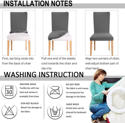 HZDHCLH Chair Covers for Dining Room Set of 4,Stretch Spandex Grey Parsons Chair Slipcover 4 Pack,Removable Washable Dining Chair Cover,Anti-dust ...