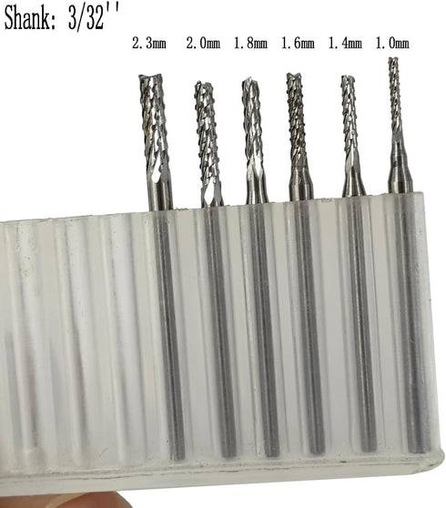 ?????? ???? 6 Pcs Cylinder Shape Aluminum Cutting Burr - 3/32'' Shank Miniature Carving File Tungsten Carbide Burr for Rotary Tools...