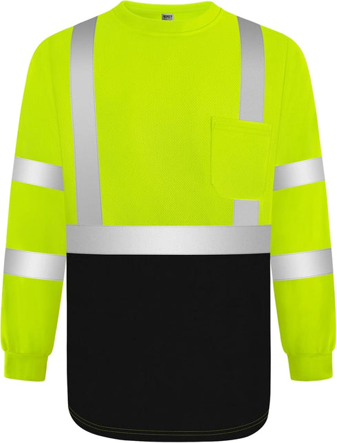TCCFCCT Hi Vis Shirts for Men Class 3 Long Sleeve High Visibility Shirts for Men Women, Long Sleeve Work Shirts for Men Construction, Surveyors, D...