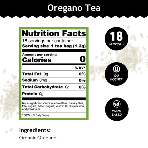 Buddha Teas - Organic Oregano Tea - Herbal Tea - For Health & Wellbeing - With Antioxidants & Minerals - Clean Ingredients - Caffeine Free - OU Ko...