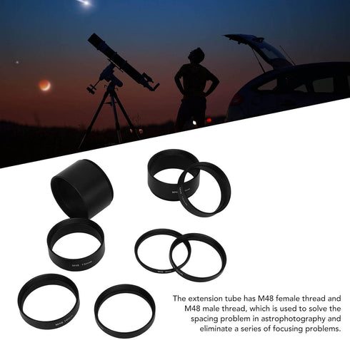 M48 Astronomical Extension Tube Kit, M48X0.75 Spacing Troubleshooting Length Extension Tube Kit for Astronomical Telescope Photography...
