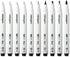 KINGART 430-10 PRO Inkline Black Micro Line & Precision Graphic Pens, 10 Assorted Nibs, BLACK Archival Waterproof Japanese Ink for Art, Illustrati...