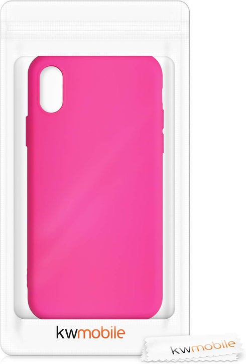 kwmobile Case Compatible with Apple iPhone Xs Case - Slim Protective TPU Silicone Phone Cover - Neon Pink...
