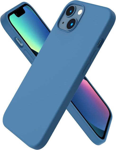 ORNARTO Compatible with iPhone 13 Case 6.1, Slim Liquid Silicone 3 Layers Full Covered Soft Gel Rubber Case Cover 6.1 inch-Blue...