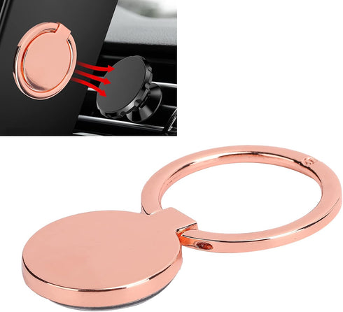 Phone Ring Holder, Mobile Phone Finger Ring Grip 360 Adjustable Metal Phone Holder Magnetic Car Mount for Mobile Phones and Tablets(Rose Gold)...