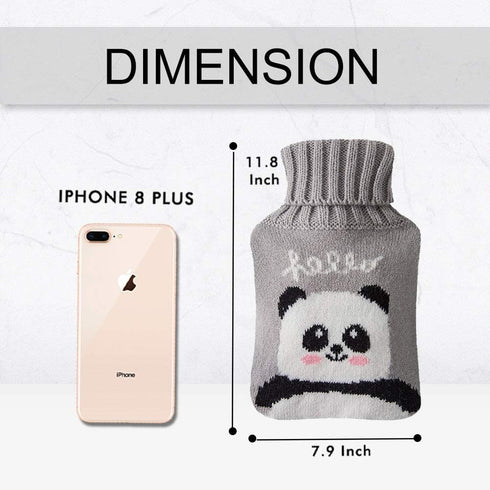 Drizzle Classic Rubber Hot Water Bottle - 2L Pink with Cute Panda Knitting Set - Suitable for Pain Relief Headaches Cramps and Winter Warmth...