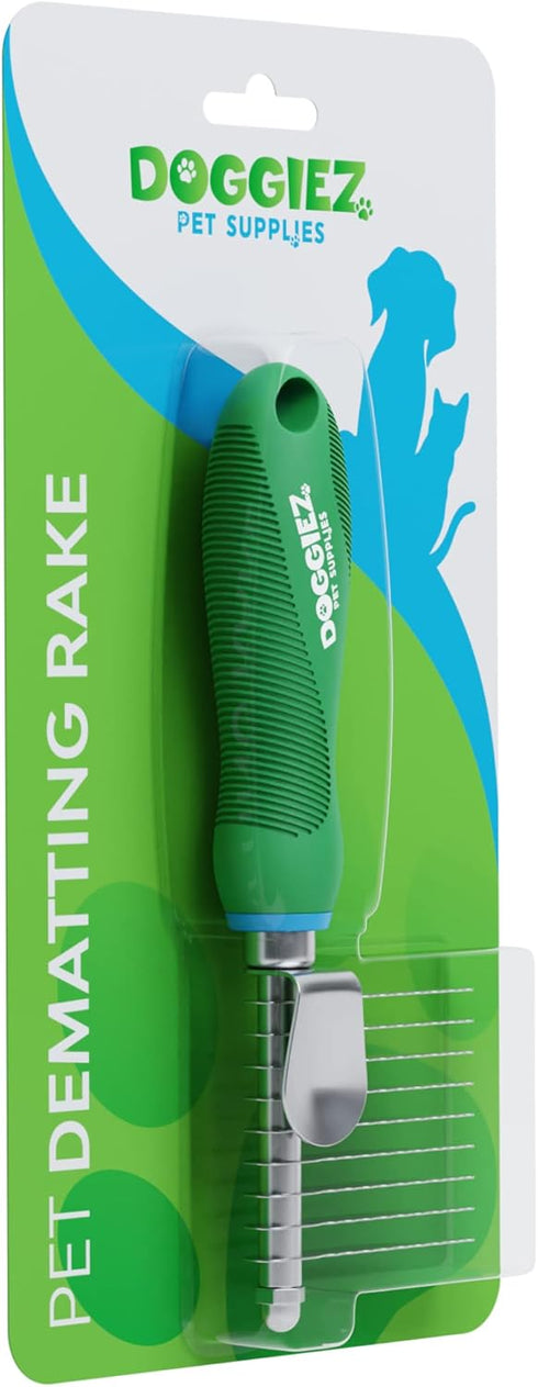 Pet Dematting Comb for Dogs & Cats - Long Hair to Medium with Safety Edge Matted Fur Rake Blades - Undercoat Mat, Tangle & Knot Remover Grooming T...
