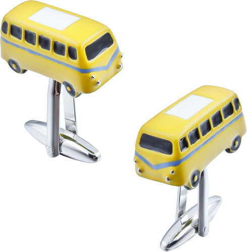 Yellow Bus Cuff links For Men With Gift Box....