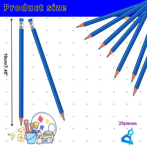 25pcs Checking Pencils advertising pencil Erasable Pencils Pre-Sharpened #2 HB with Eraser including a Free sharpener (Blue)...